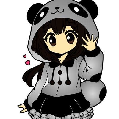 panda outfit on  anime girl