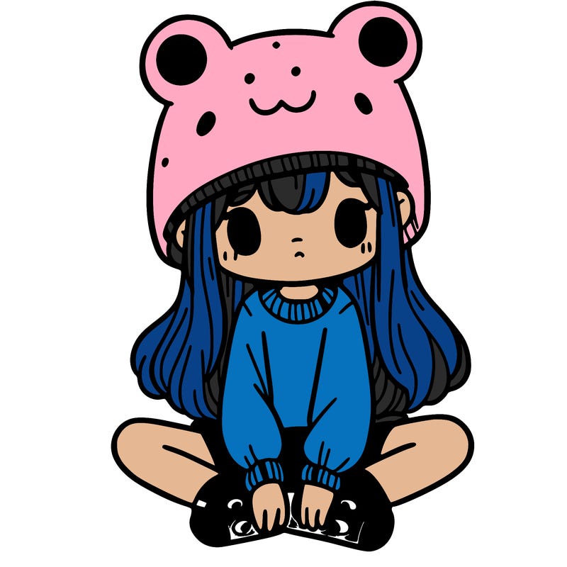 a girl wearing a frog hat and some frog socks