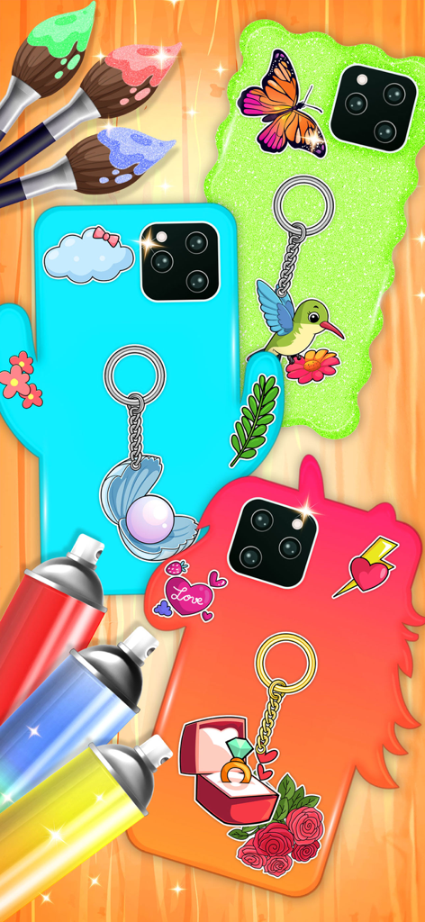 Phone Case DIY: Tie Dye Game - Colorful DIY phone cases with stickers and spray paint tools