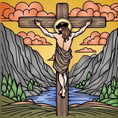 jesus on the cross with a beautiful background