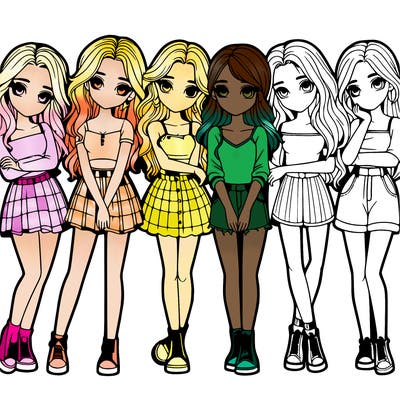 a group of girls realistic