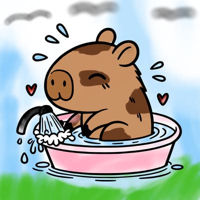 capybara taking a bath