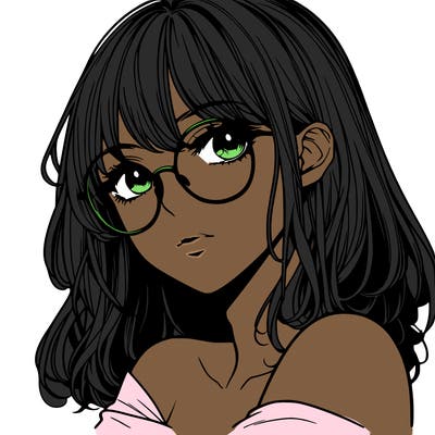 manga woman character with glasses and nice lips