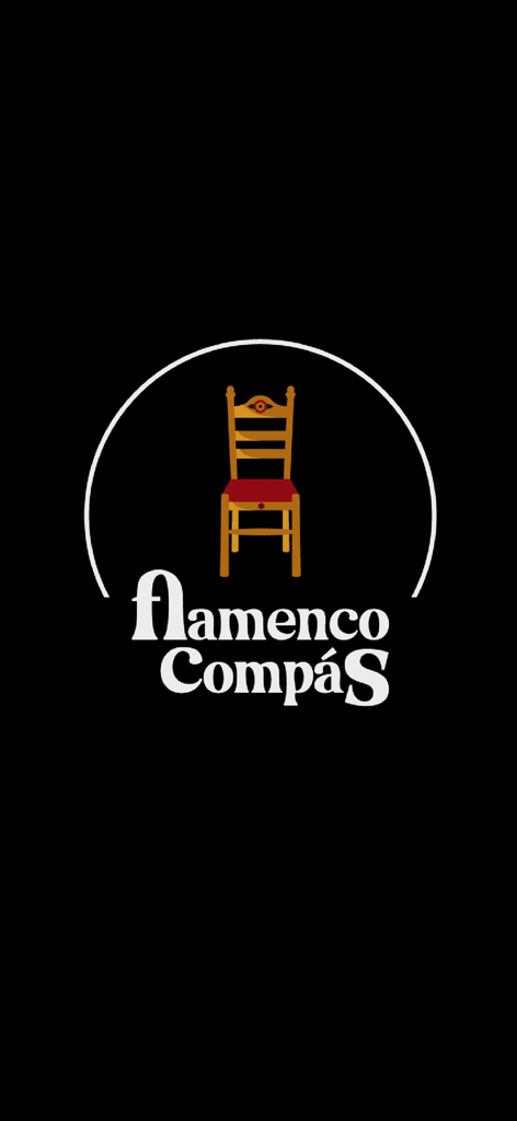 Flamenco Compás - Flamenco Compas app splash screen with a traditional wooden chair logo