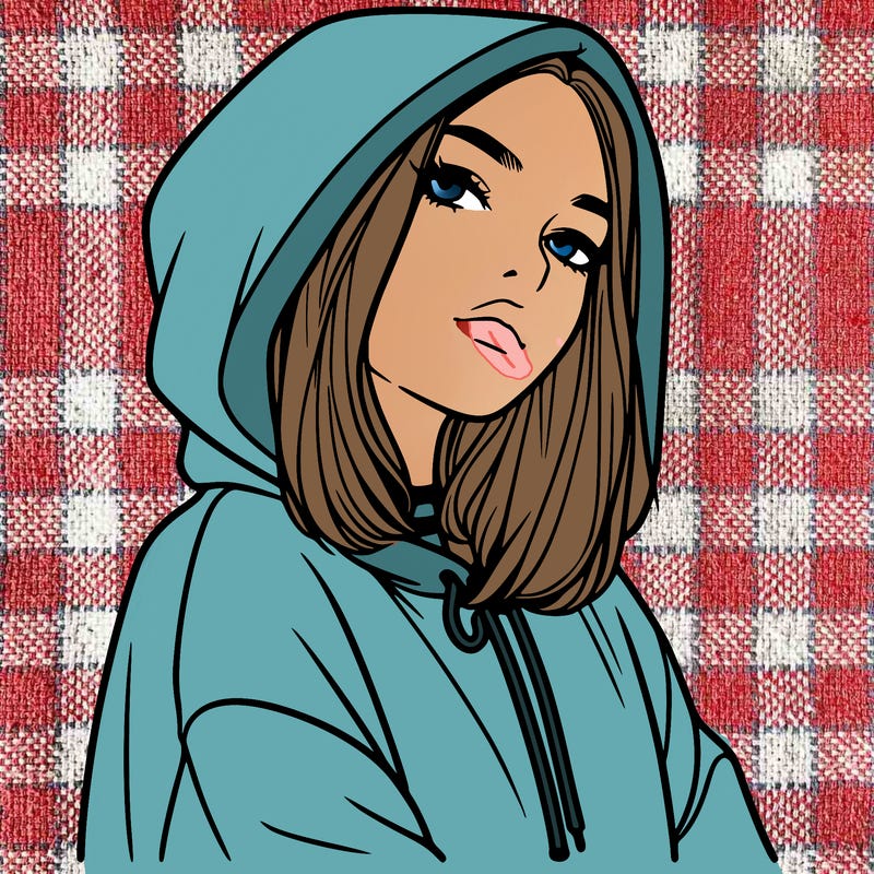 a realistic girl in a hoodie