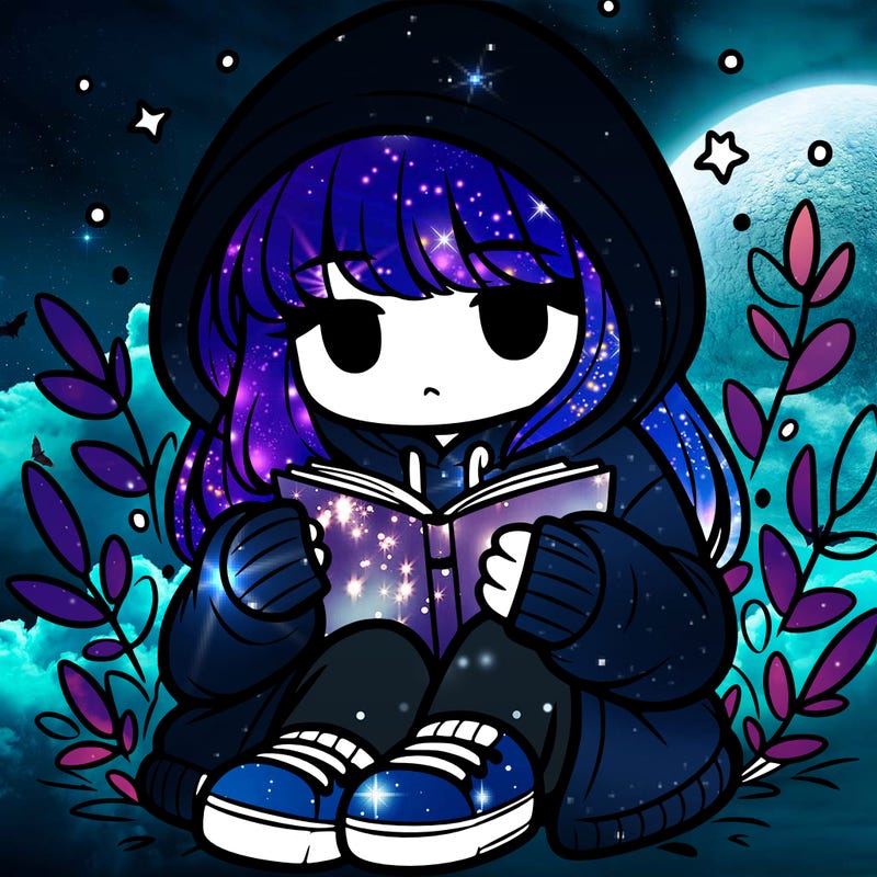 girl in oversized hoodie reading a book