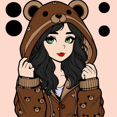 realistic girl in a animal pjs hoodie