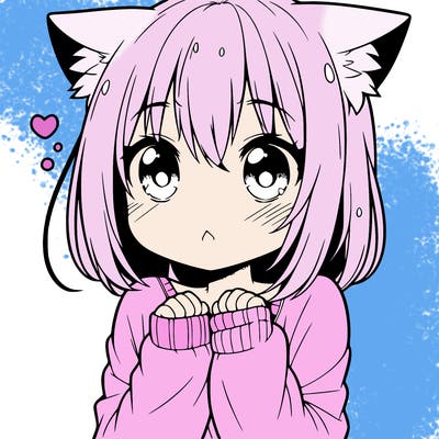 shy anime catgirl