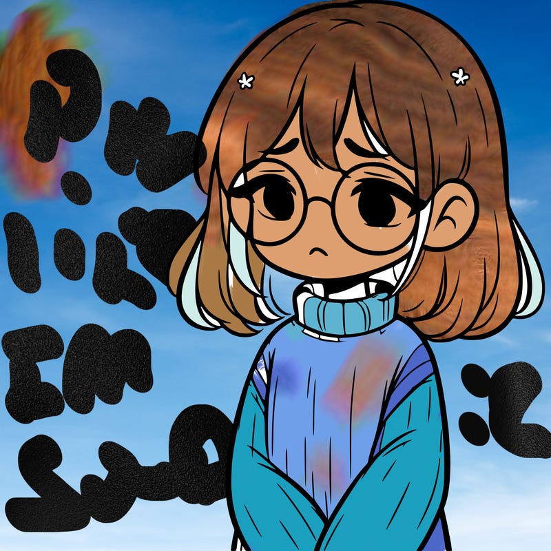 sad girl with glasses in a sweater