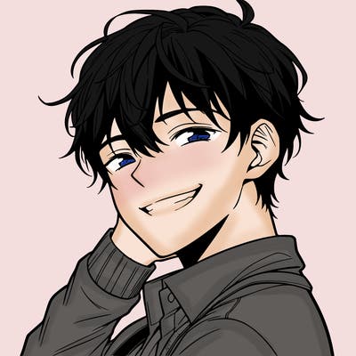 manga, boy grinning, handsome