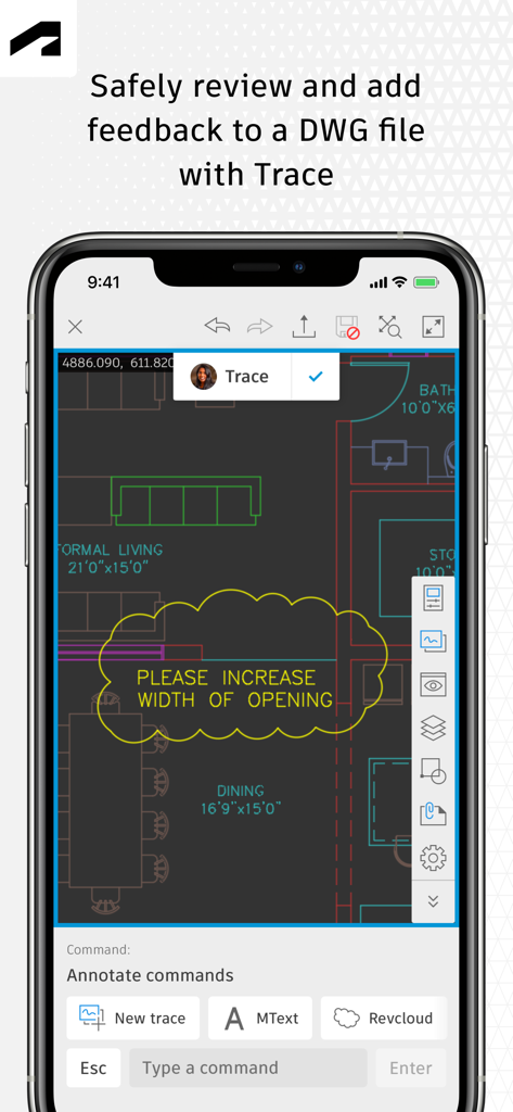 AutoCAD - AutoCADモバイルアプリのトレース機能で、DWG図面のレビューとマークアップができます。