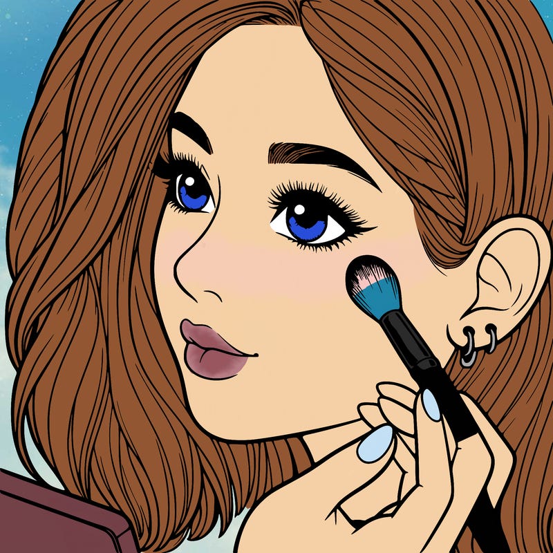 a realistic girl doing her makeup