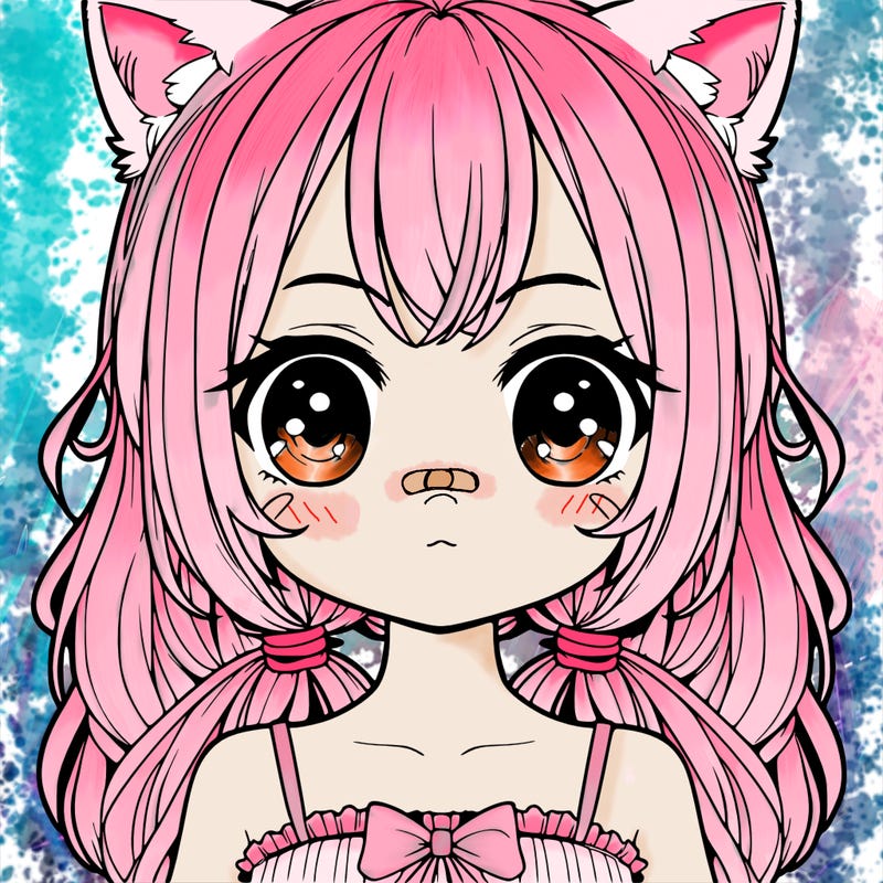 front of realistic kawaii girl with cat ears and tail