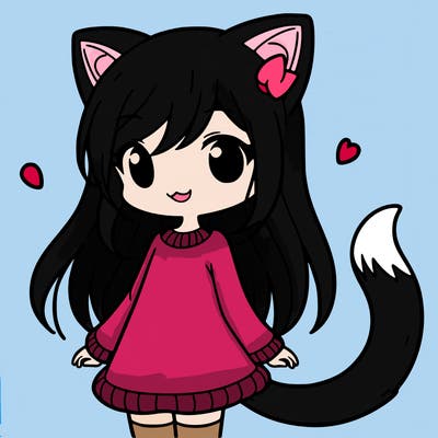 girl with cat ears and tail