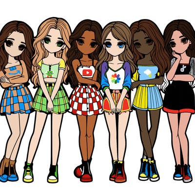 a group of girls realistic