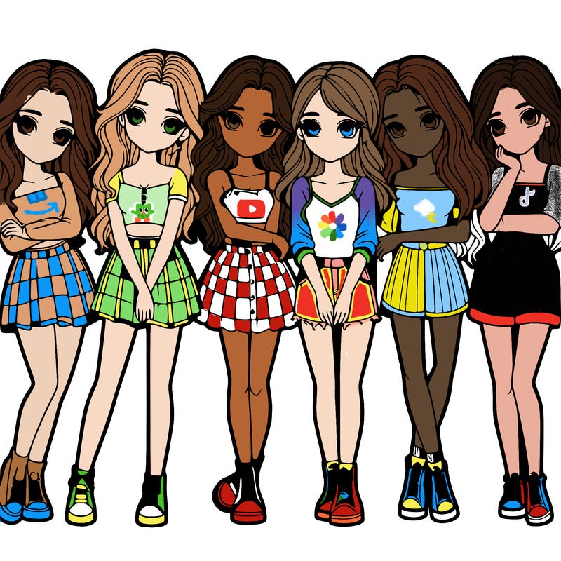 a group of girls realistic