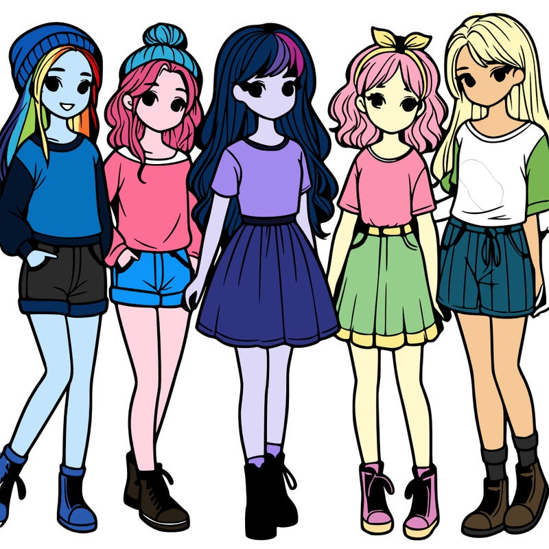 a group of five girls