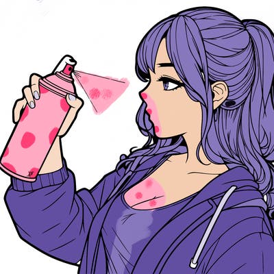a realistic girl spray, painting