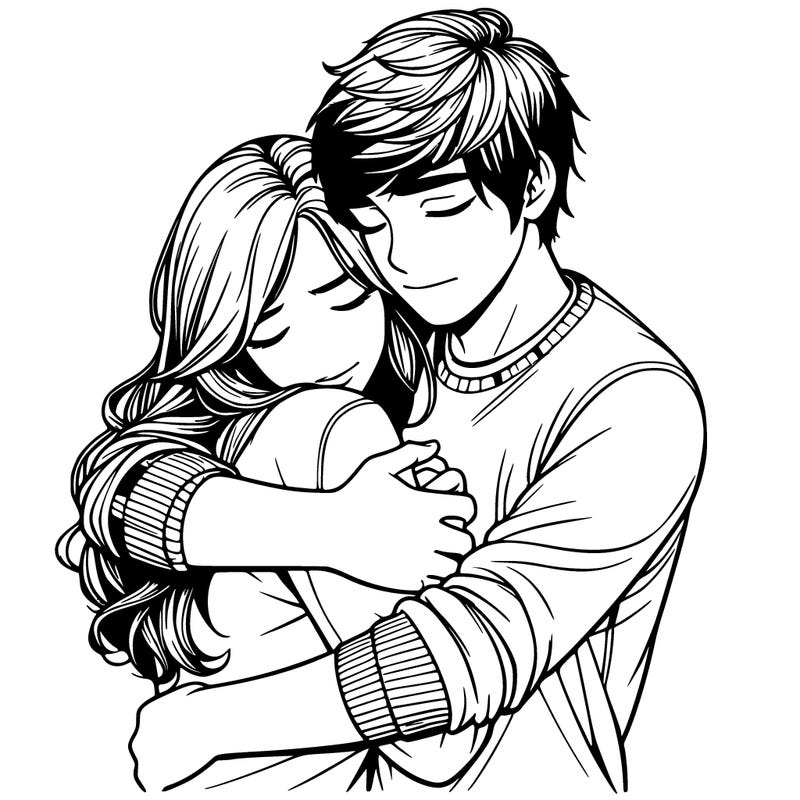 realistic couple hug
