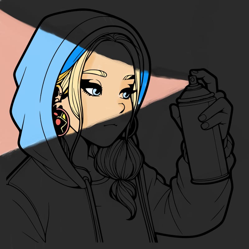 a realistic girl, spray painting