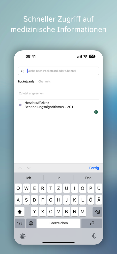 Medbee - Medbee app search interface on a smartphone showing clinical guidelines and pocketcards