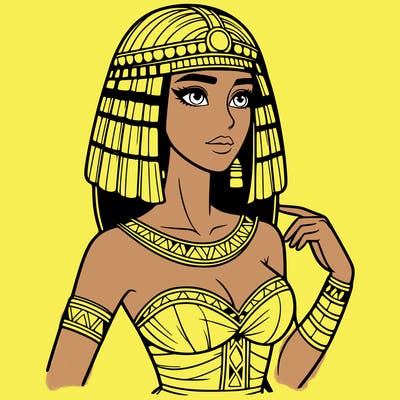 realistic woman wearing a cleopatra costume