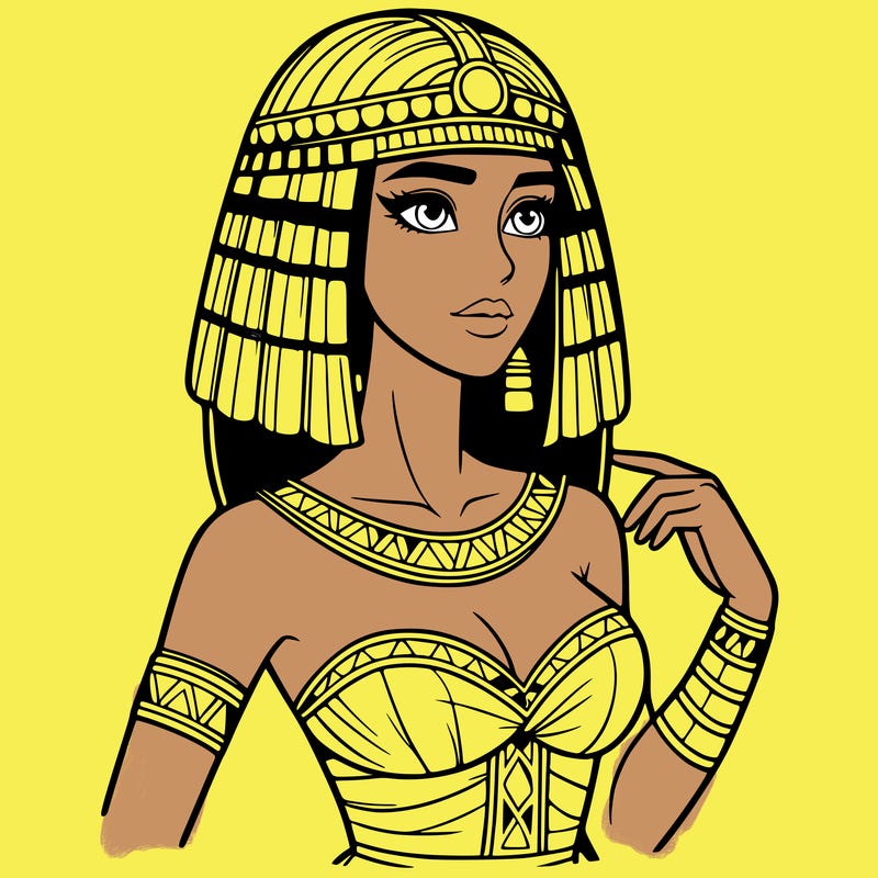 realistic woman wearing a cleopatra costume