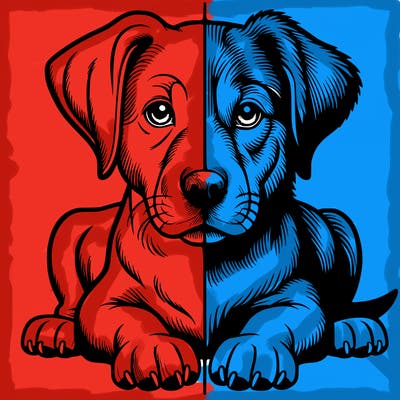 realistic dog split picture