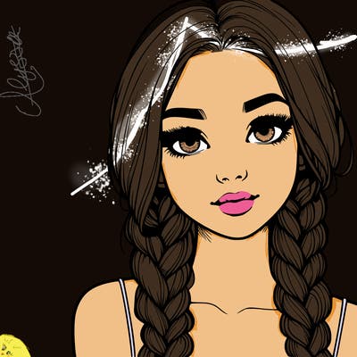 realistic girl with braids
