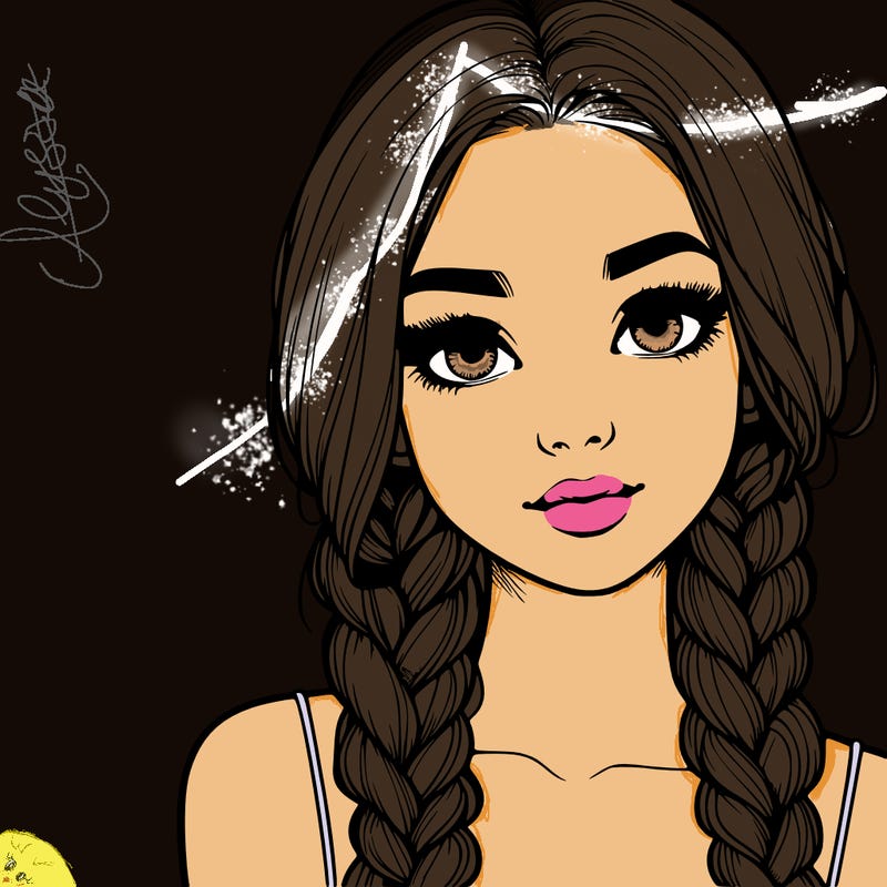 realistic girl with braids