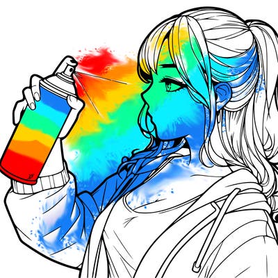 a realistic girl spray, painting