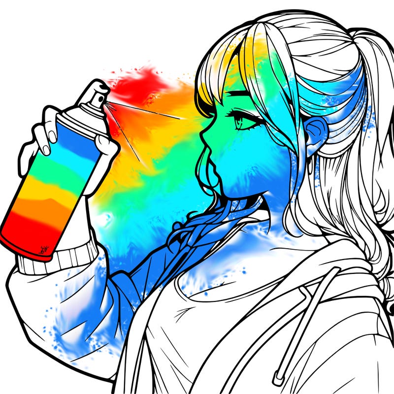 a realistic girl spray, painting