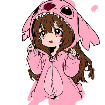 anime girl in a stitch onsie
