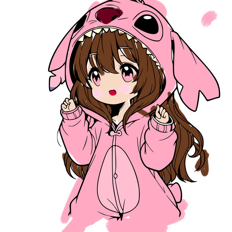 anime girl in a stitch onsie