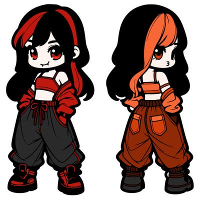 girl in crop top and baggy pants