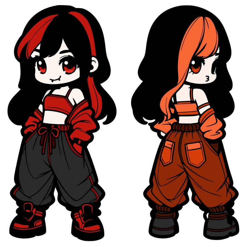 girl in crop top and baggy pants