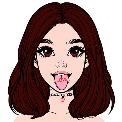 realistic girl with her tongue out