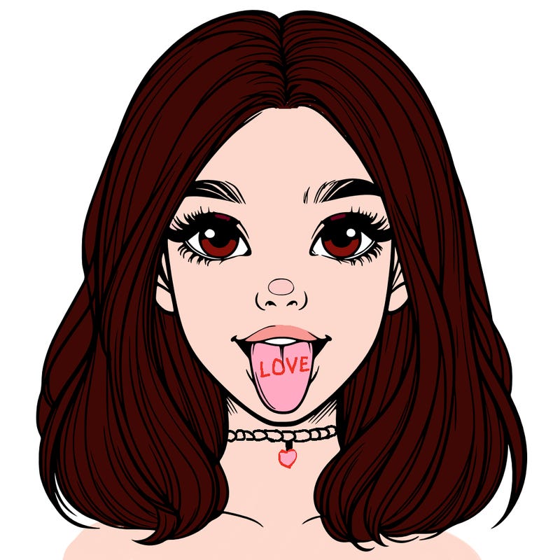 realistic girl with her tongue out