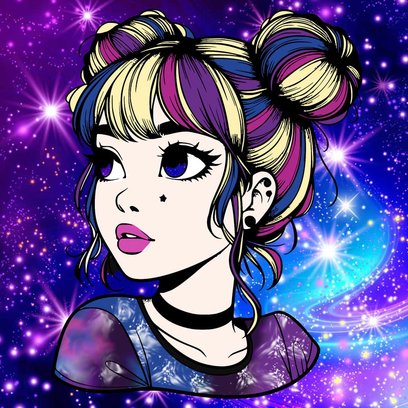 realistic girl with spacebuns