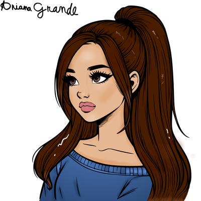 realistic girl with a high ponytail