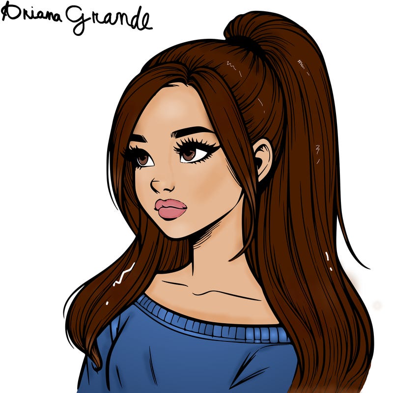 realistic girl with a high ponytail