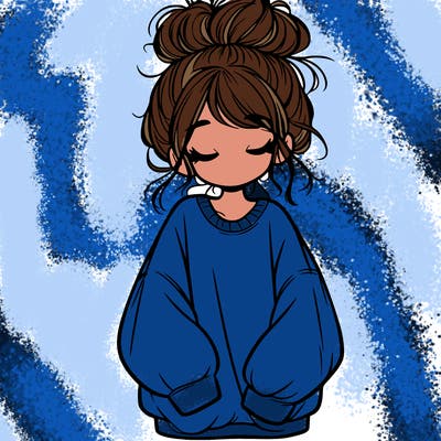 girl with baggy sweatshirt and messy bun