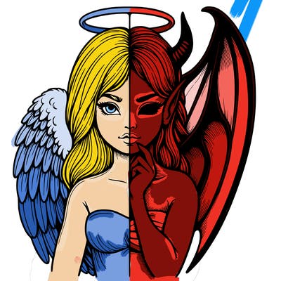 realistic angel half demon