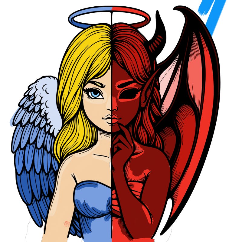 realistic angel half demon