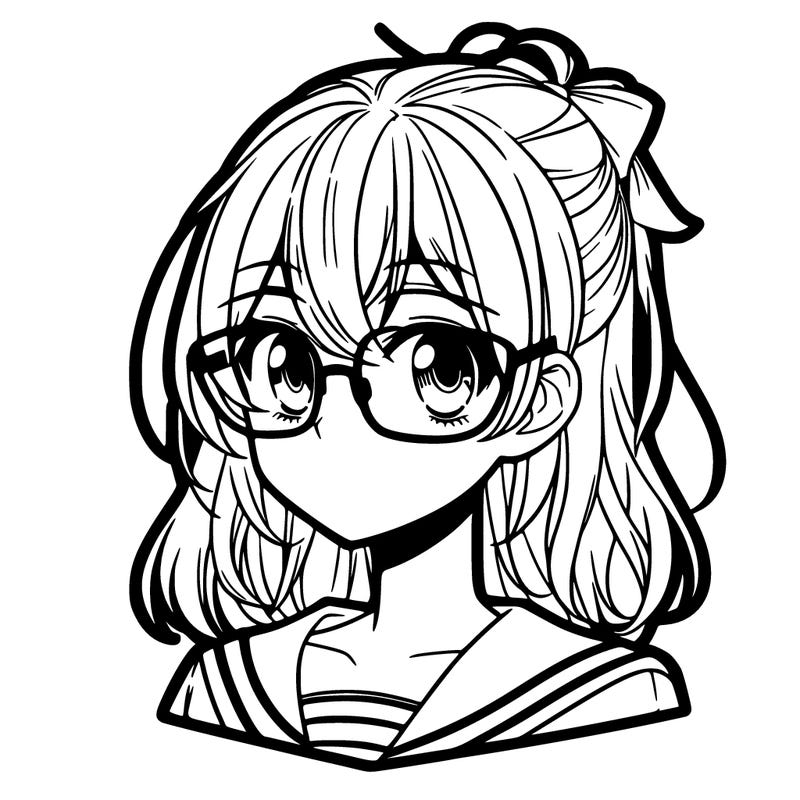 manga girl with glasses