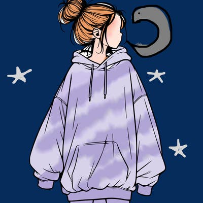 realistic girl with a oversized sweatshirt on and a bun