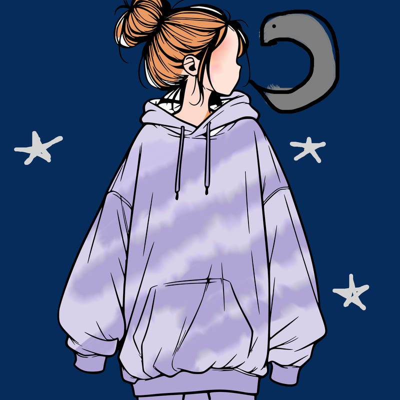 realistic girl with a oversized sweatshirt on and a bun