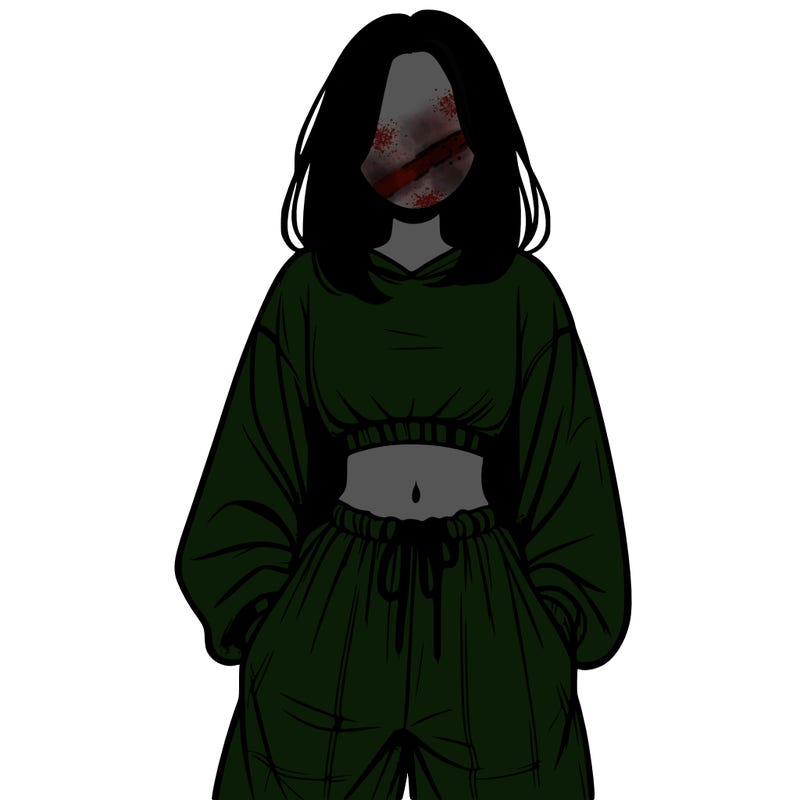 realistic girl faceless with baggy pants and a crop top