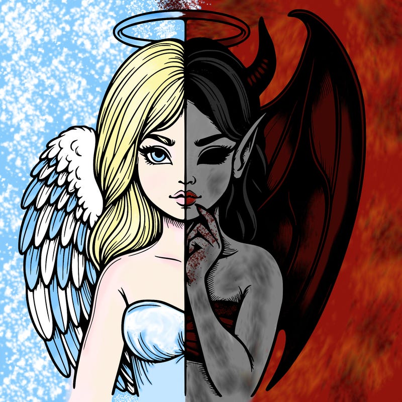 realistic angel half demon