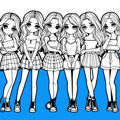 a group of girls realistic